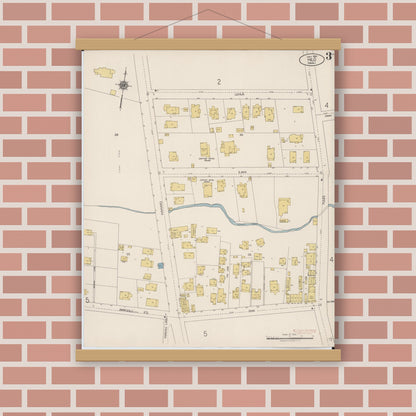Old map wall art mockup — magnetic wood frame on brick wall — Sanborn Fire Insurance Map from Hilo, Hawaii County, Hawaii (1921), Sheet #0003