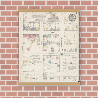 Old map wall art mockup — magnetic wood frame on brick wall — Sanborn Fire Insurance Map from Shakopee, Scott County, Minnesota (1884) - Complete Map Set