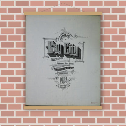 Old map wall art mockup — magnetic wood frame on brick wall — Sanborn Fire Insurance Map from Bay City, Bay County, Michigan (1912), Sheet #0001
