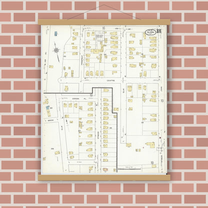Old map wall art mockup — magnetic wood frame on brick wall — Sanborn Fire Insurance Map from Ilion, Herkimer County, New York (1912), Sheet #0018