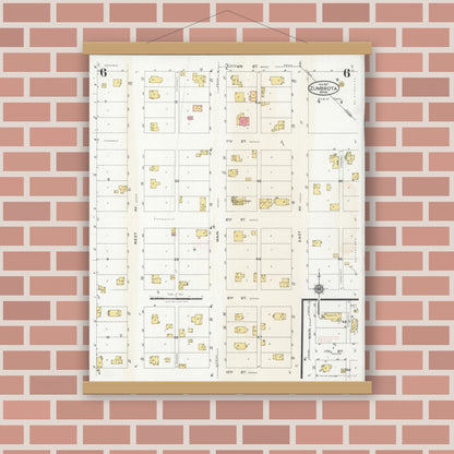 Old map wall art mockup — magnetic wood frame on brick wall — Sanborn Fire Insurance Map from Zumbrota, Goodhue County, Minnesota (1927), Sheet #0006