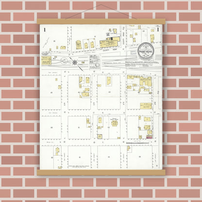 Old map wall art mockup — magnetic wood frame on brick wall — Sanborn Fire Insurance Map from Point Reyes, Marin County, California (1928) - Complete Map Set