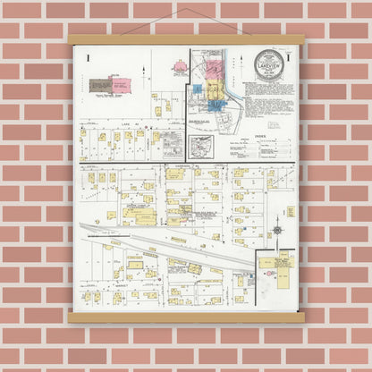 Old map wall art mockup — magnetic wood frame on brick wall — Sanborn Fire Insurance Map from Lakeview, Logan County, Ohio (1929) - Complete Map Set