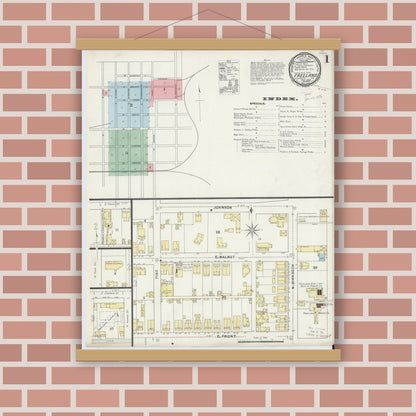 Old map wall art mockup — magnetic wood frame on brick wall — Sanborn Fire Insurance Map from Freeland, Luzerne County, Pennsylvania (1895) - Complete Map Set