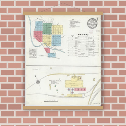 Old map wall art mockup — magnetic wood frame on brick wall — Sanborn Fire Insurance Map from Osceola Mills, Clearfield County, Pennsylvania (1904) - Complete Map Set