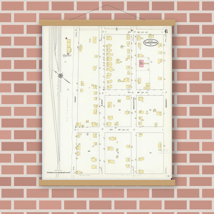 Old map wall art mockup — magnetic wood frame on brick wall — Sanborn Fire Insurance Map from Susquehanna, Susquehanna County, Pennsylvania (1911), Sheet #0006