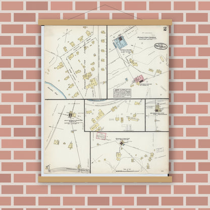 Old map wall art mockup — magnetic wood frame on brick wall — Sanborn Fire Insurance Map from Republic, Marquette County, Michigan (1884), Sheet #0002