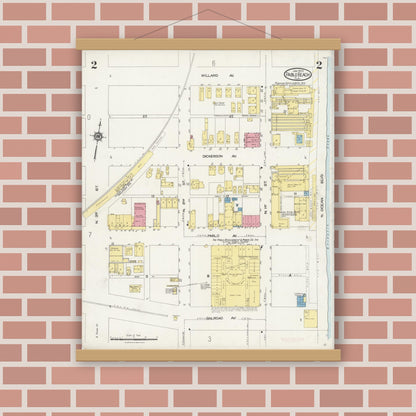 Old map wall art mockup — magnetic wood frame on brick wall — Sanborn Fire Insurance Map from Pablo Beach, Duval County, Florida (1924), Sheet #0002