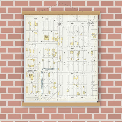 Old map wall art mockup — magnetic wood frame on brick wall — Sanborn Fire Insurance Map from Ashland, Ashland County, Wisconsin (1901), Sheet #0004