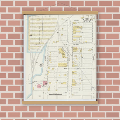 Old map wall art mockup — magnetic wood frame on brick wall — Sanborn Fire Insurance Map from Ashland, Ashland County, Wisconsin (1895) - Complete Map Set