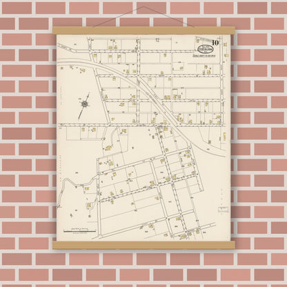 Old map wall art mockup — magnetic wood frame on brick wall — Sanborn Fire Insurance Map from Coeburn, Wise County, Virginia (1922), Sheet #0010