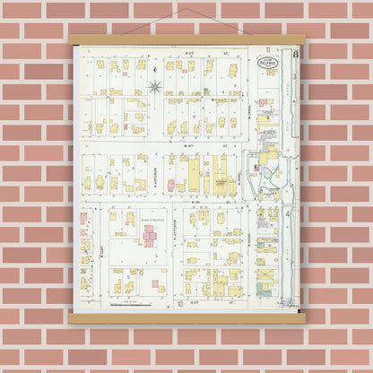 Old map wall art mockup — magnetic wood frame on brick wall — Sanborn Fire Insurance Map from Delphos, Van Wert And Allen Counties, Ohio (1899), Sheet #0008