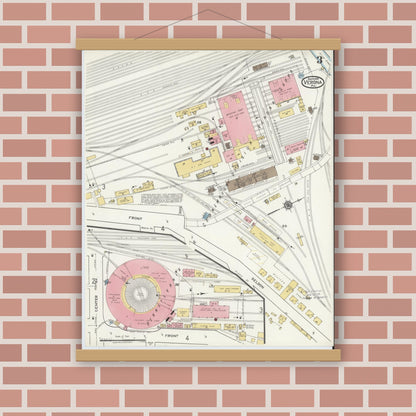 Old map wall art mockup — magnetic wood frame on brick wall — Sanborn Fire Insurance Map from Verona, Allegheny County, Pennsylvania (1919), Sheet #0003
