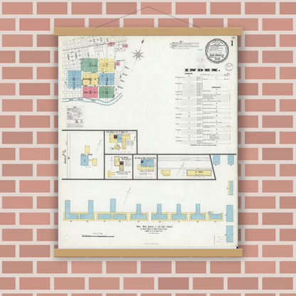 Old map wall art mockup — magnetic wood frame on brick wall — Sanborn Fire Insurance Map from San Angelo, Tom Green County, Texas (1900) - Complete Map Set