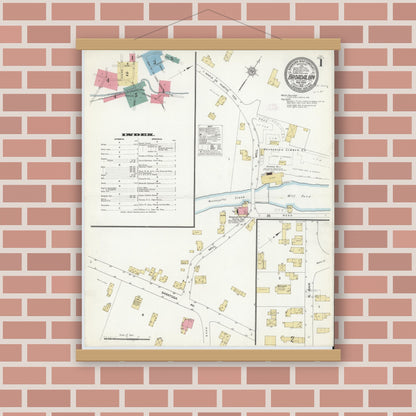 Old map wall art mockup — magnetic wood frame on brick wall — Sanborn Fire Insurance Map from Broadalbin, Fulton County, New York (1912), Sheet #0001