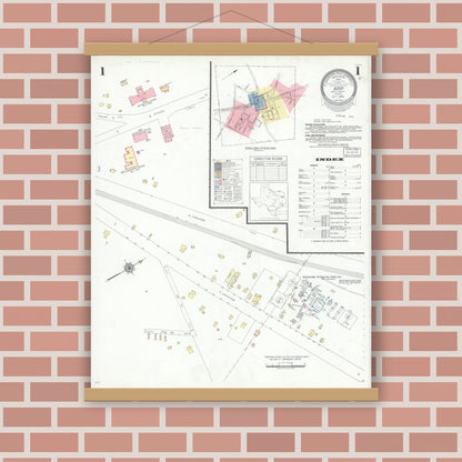 Old map wall art mockup — magnetic wood frame on brick wall — Sanborn Fire Insurance Map from Arp, Smith County, Texas (1939) - Complete Map Set