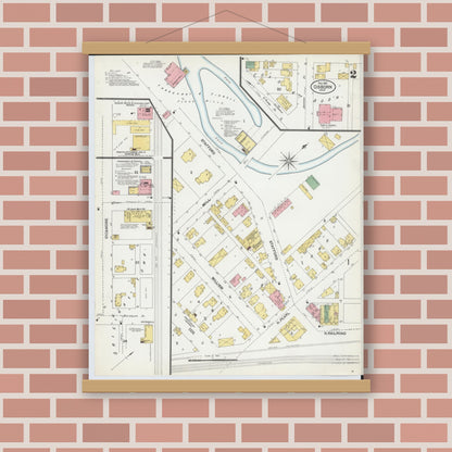 Old map wall art mockup — magnetic wood frame on brick wall — Sanborn Fire Insurance Map from Osborn, Greene County, Ohio (1901), Sheet #0002