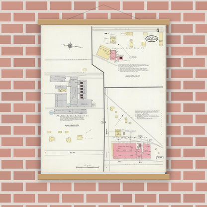 Old map wall art mockup — magnetic wood frame on brick wall — Sanborn Fire Insurance Map from Eagle Lake, Colorado County, Texas (1912), Sheet #0006