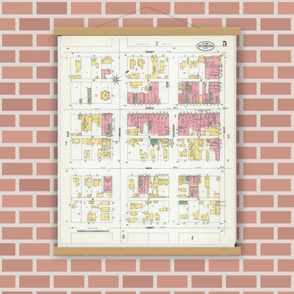Old map wall art mockup — magnetic wood frame on brick wall — Sanborn Fire Insurance Map from Saint Joseph, Berrien County, Michigan (1902), Sheet #0005