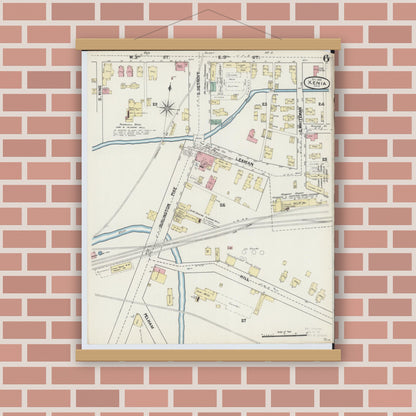 Old map wall art mockup — magnetic wood frame on brick wall — Sanborn Fire Insurance Map from Xenia, Greene County, Ohio (1890), Sheet #0006