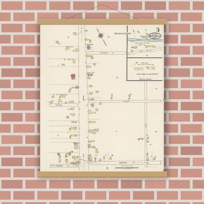 Old map wall art mockup — magnetic wood frame on brick wall — Sanborn Fire Insurance Map from Northfield, Franklin County, Massachusetts (1922), Sheet #0003