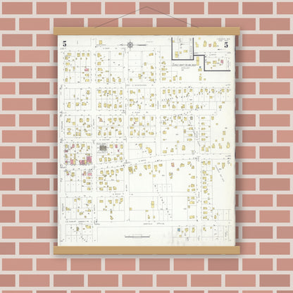 Old map wall art mockup — magnetic wood frame on brick wall — Sanborn Fire Insurance Map from Viroqua, Vernon County, Wisconsin (1933), Sheet #0005