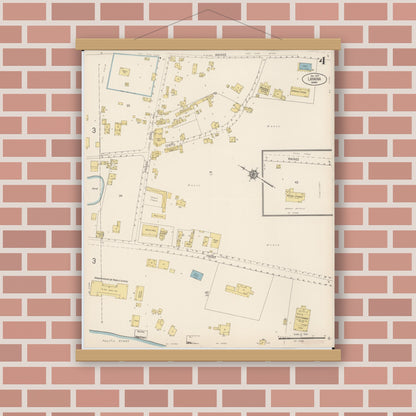Old map wall art mockup — magnetic wood frame on brick wall — Sanborn Fire Insurance Map from Lahaina, Maui County, Hawaii (1914), Sheet #0004