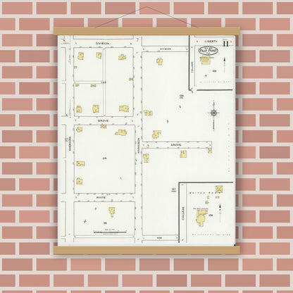 Old map wall art mockup — magnetic wood frame on brick wall — Sanborn Fire Insurance Map from Pilot Point, Denton County, Texas (1921), Sheet #0011