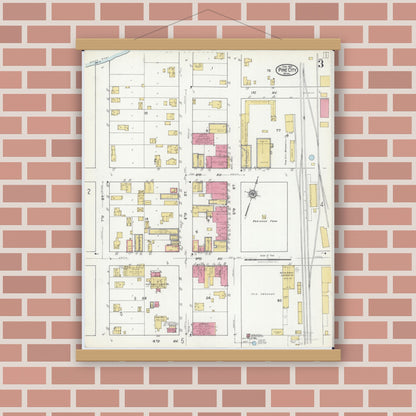 Old map wall art mockup — magnetic wood frame on brick wall — Sanborn Fire Insurance Map from Pine City, Pine County, Minnesota (1921), Sheet #0003