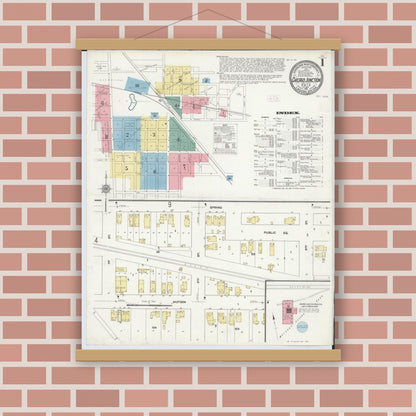 Old map wall art mockup — magnetic wood frame on brick wall — Sanborn Fire Insurance Map from Chicago Junction, Huron County, Ohio (1911) - Complete Map Set
