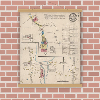 Old map wall art mockup — magnetic wood frame on brick wall — Sanborn Fire Insurance Map from Oxford, Worcester County, Massachusetts (1922) - Complete Map Set
