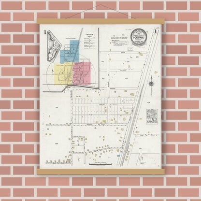 Old map wall art mockup — magnetic wood frame on brick wall — Sanborn Fire Insurance Map from Pompano, Broward County, Florida (1924) - Complete Map Set