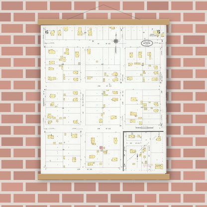 Old map wall art mockup — magnetic wood frame on brick wall — Sanborn Fire Insurance Map from Aitkin, Aitkin County, Minnesota (1929), Sheet #0006