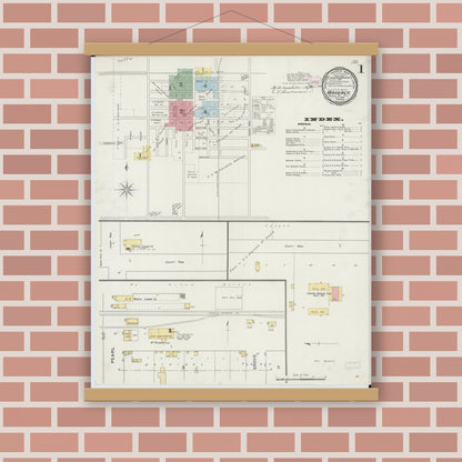 Old map wall art mockup — magnetic wood frame on brick wall — Sanborn Fire Insurance Map from Waverly, Morgan County, Illinois (1894) - Complete Map Set
