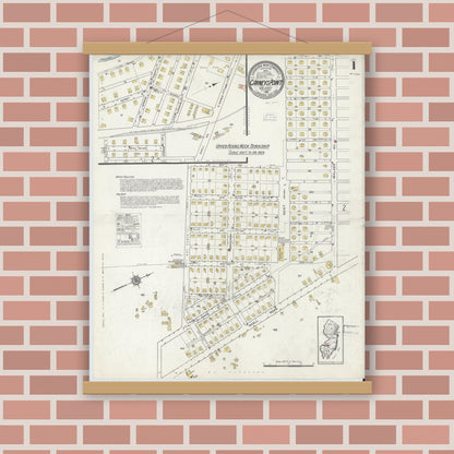 Old map wall art mockup — magnetic wood frame on brick wall — Sanborn Fire Insurance Map from Carneys Point, Salem County, New Jersey (1916) - Complete Map Set