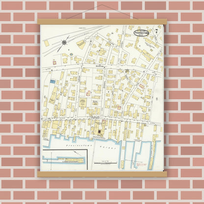 Old map wall art mockup — magnetic wood frame on brick wall — Sanborn Fire Insurance Map from Provincetown, Barnstable County, Massachusetts (1919), Sheet #0007