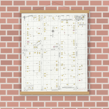 Old map wall art mockup — magnetic wood frame on brick wall — Sanborn Fire Insurance Map from Villa Park, Du Page County, Illinois (1925), Sheet #0007