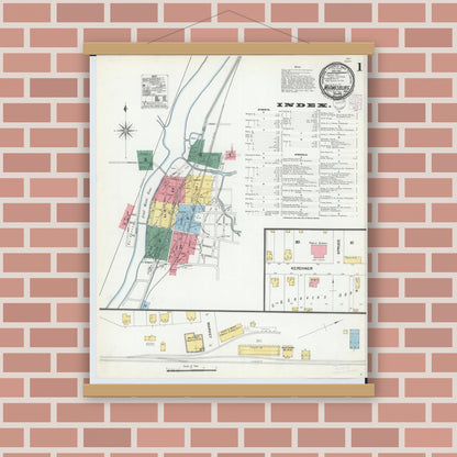 Old map wall art mockup — magnetic wood frame on brick wall — Sanborn Fire Insurance Map from Miamisburg, Montgomery County, Ohio (1901) - Complete Map Set