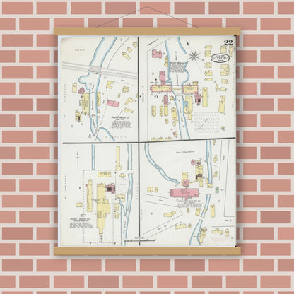 Old map wall art mockup — magnetic wood frame on brick wall — Sanborn Fire Insurance Map from Pittsfield, Berkshire County, Massachusetts (1895), Sheet #0022