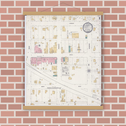 Old map wall art mockup — magnetic wood frame on brick wall — Sanborn Fire Insurance Map from La Belle, Lewis County, Missouri (1899) - Complete Map Set