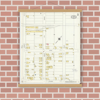 Old map wall art mockup — magnetic wood frame on brick wall — Sanborn Fire Insurance Map from Luzerne, Luzerne County, Pennsylvania (1911), Sheet #0005
