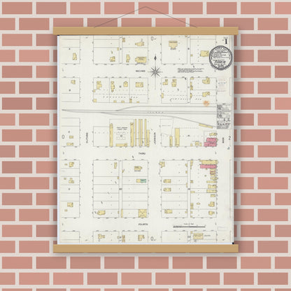 Old map wall art mockup — magnetic wood frame on brick wall — Sanborn Fire Insurance Map from Rankin, Vermilion County, Illinois (1900) - Complete Map Set