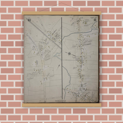 Old map wall art mockup — magnetic wood frame on brick wall — Sanborn Fire Insurance Map from Cohasset, Norfolk County, Massachusetts (1952), Sheet #0011
