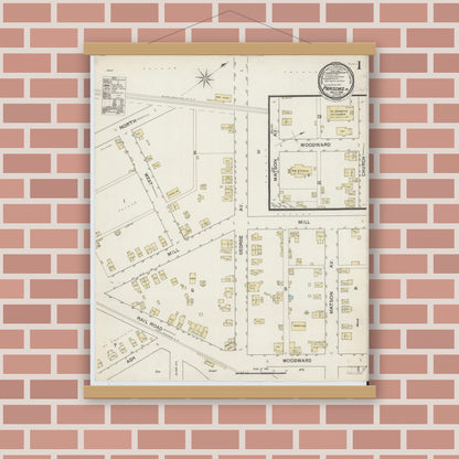 Old map wall art mockup — magnetic wood frame on brick wall — Sanborn Fire Insurance Map from Parsons, Luzerne County, Pennsylvania (1888) - Complete Map Set