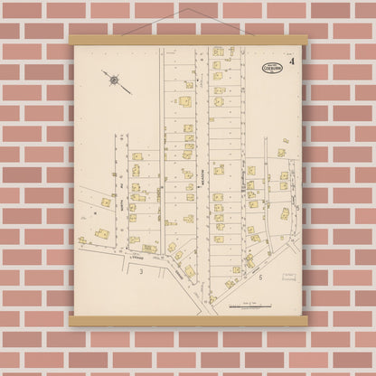 Old map wall art mockup — magnetic wood frame on brick wall — Sanborn Fire Insurance Map from Coeburn, Wise County, Virginia (1922), Sheet #0004