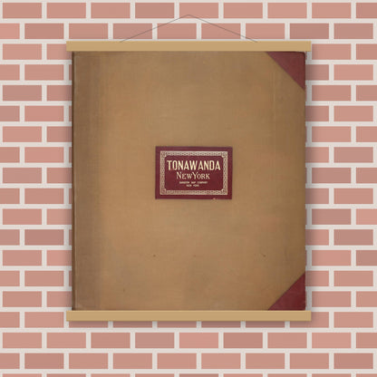 Old map wall art mockup — magnetic wood frame on brick wall — Sanborn Fire Insurance Map from Tonawanda, Erie County, New York (1951), Sheet #0001
