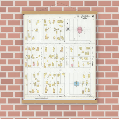 Old map wall art mockup — magnetic wood frame on brick wall — Sanborn Fire Insurance Map from Faribault, Rice County, Minnesota (1899), Sheet #0006