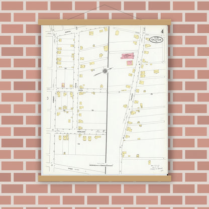Old map wall art mockup — magnetic wood frame on brick wall — Sanborn Fire Insurance Map from Gallitzin, Cambria County, Pennsylvania (1910), Sheet #0004