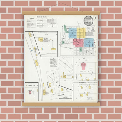 Old map wall art mockup — magnetic wood frame on brick wall — Sanborn Fire Insurance Map from Spring Valley, Fillmore County, Minnesota (1900) - Complete Map Set
