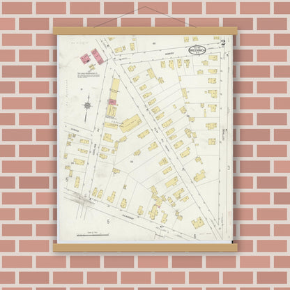 Old map wall art mockup — magnetic wood frame on brick wall — Sanborn Fire Insurance Map from Greenwich, Washington County, New York (1913) - Complete Map Set